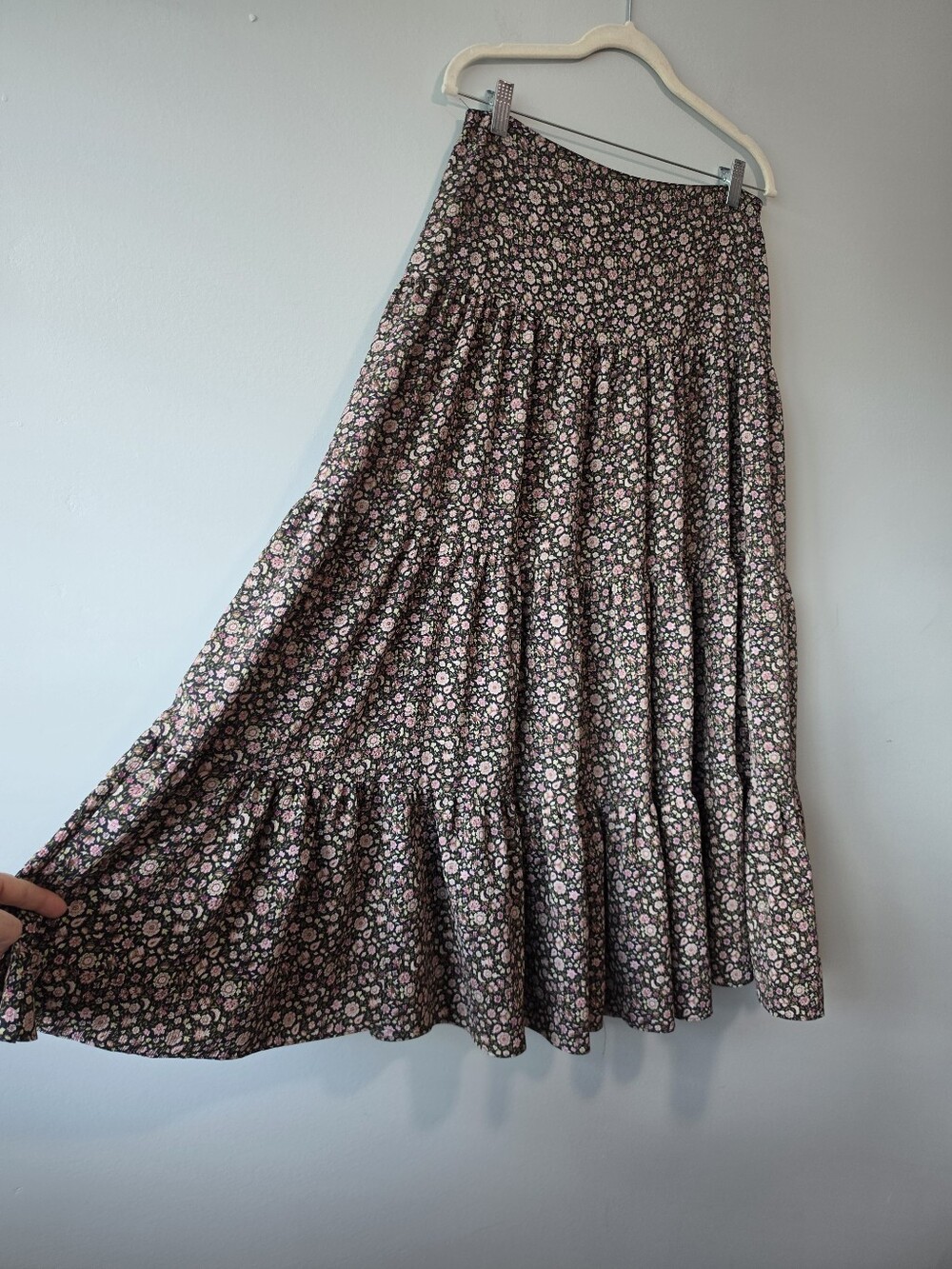 Charter Club Pink Floral Tiered Maxi Skirt on Black